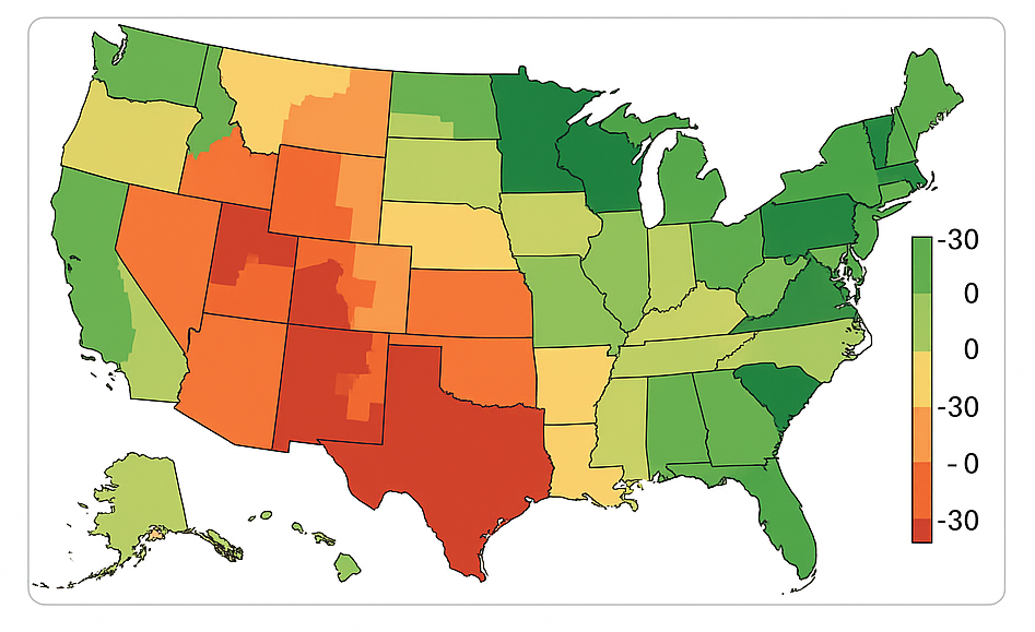 U.S. Wheat Basis Map Weekly Changes